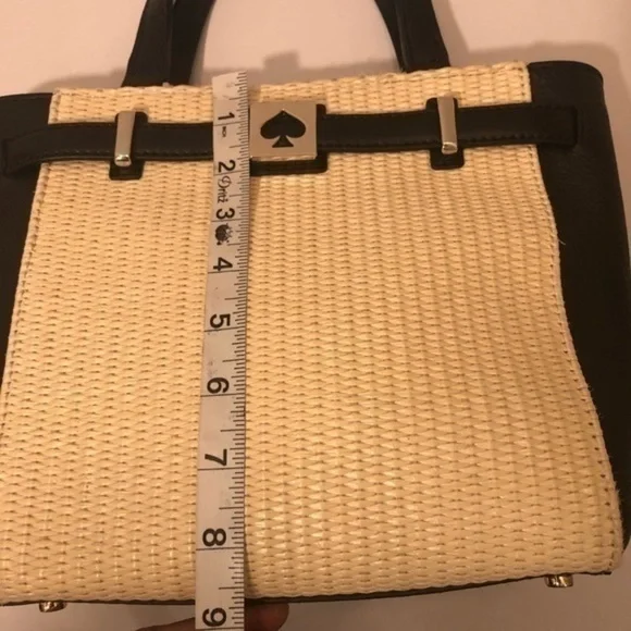 Kate Spade black leather straw mini tote bag - Picture 7 of 9